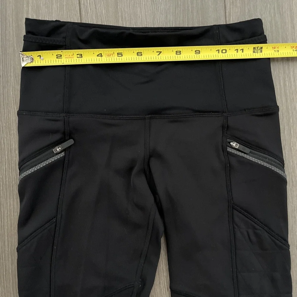 Lululemon Capri Leggings Womens 4 Zip Pockets Compression Black